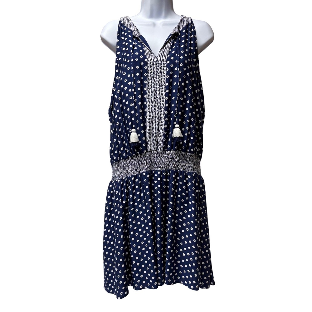 Vineyard Vines Navy Blue and White Printed Mini Dress